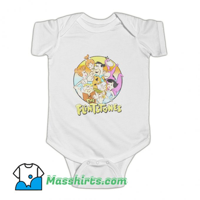 New The Flintstones Circle Shot Baby Onesie