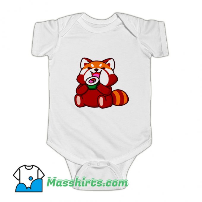 Red Panda Eating Sushi Animals Cartoon Food Baby Onesie