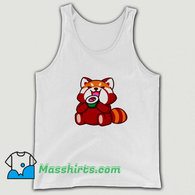 Red Panda Eating Sushi Animals Cartoon Food Tank Top