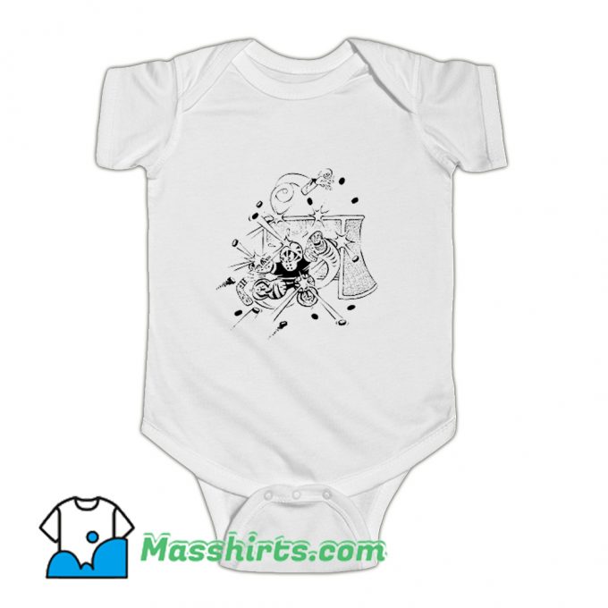 Small Saves Hockey Goalie Pucks Funny Baby Onesie