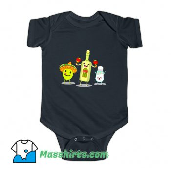 Tequila Bottle Lime And Salt Mexican Party Baby Onesie