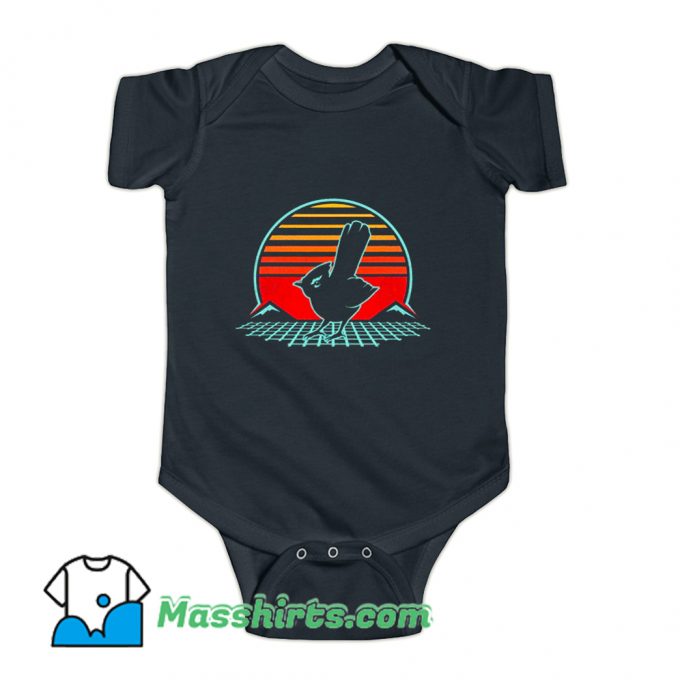 Blue Jay Bird Retro 80s Baby Onesie