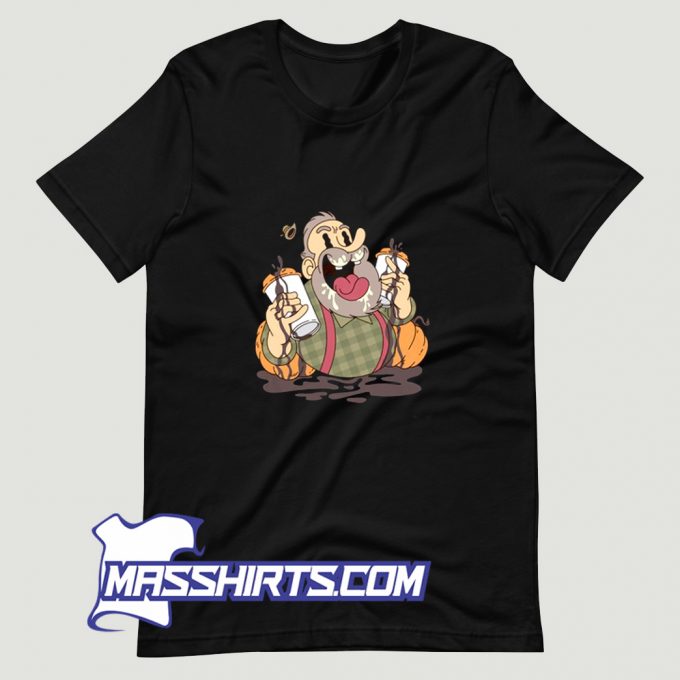 Crazy Cartoon Coffee Man Drinking T Shirt Design