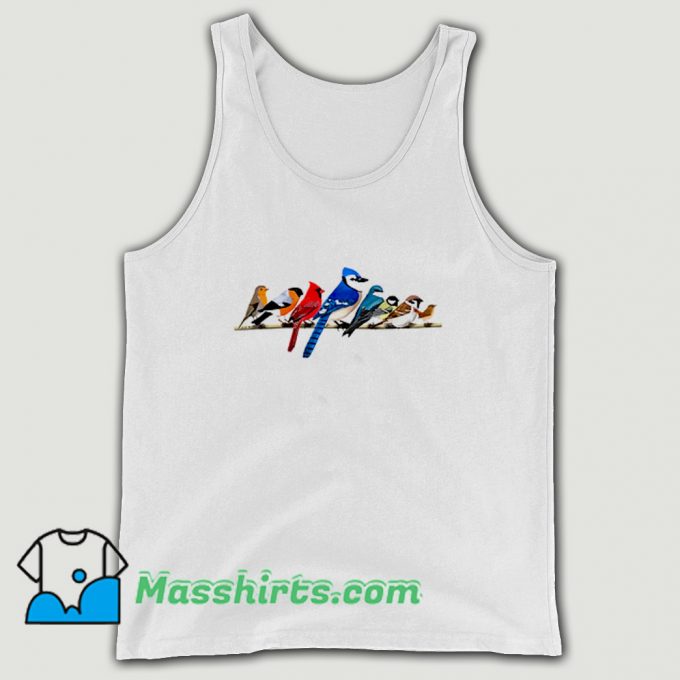 Cute Garden Birds Blue Jay Bullfinch Tank Top