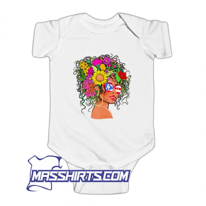 Flower Afro Hair Puerto Rico Baby Onesie