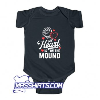 My Heart Is On The Mound Classic Baby Onesie