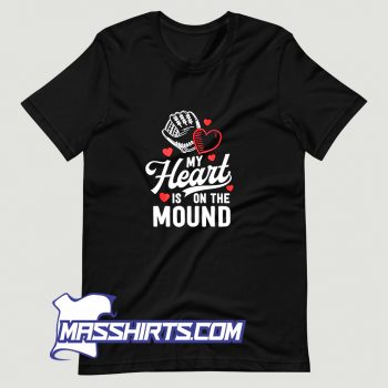 Vintage My Heart Is On The Mound T Shirt Design