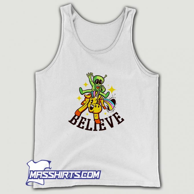 Awesome Believe Alien Riding Unicorn Tank Top