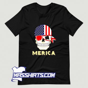 Awesome Pirate Skull American Flag 4Th Of July T Shirt Design