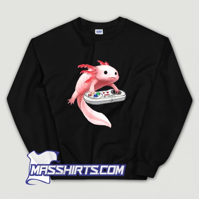 Axolotl Fish Playing Video Game Sweatshirt On Sale