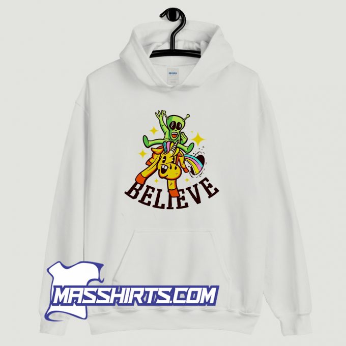 Cheap Believe Alien Riding Unicorn Hoodie Streetwear