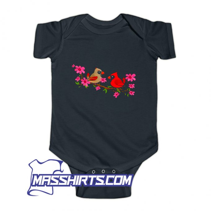 Classic Northern Cardinals On A Branch Baby Onesie