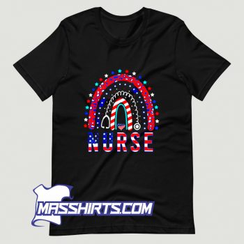 Classic Nurse Stethoscope Rainbow American Memorial Day T Shirt Design