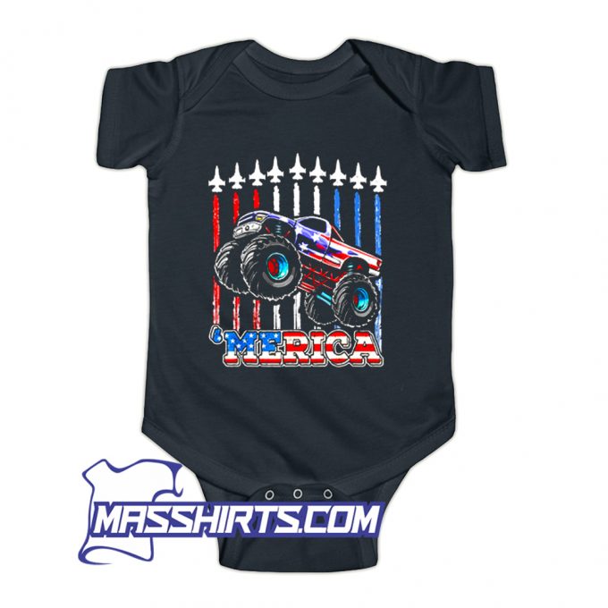 Merica Monster Truck 4Th Of July Baby Onesie