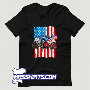 Monster Truck Usa Flag Patriotic Boys T Shirt Design On Sale