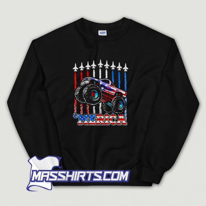 New Merica Monster Truck 4Th Of July Sweatshirt