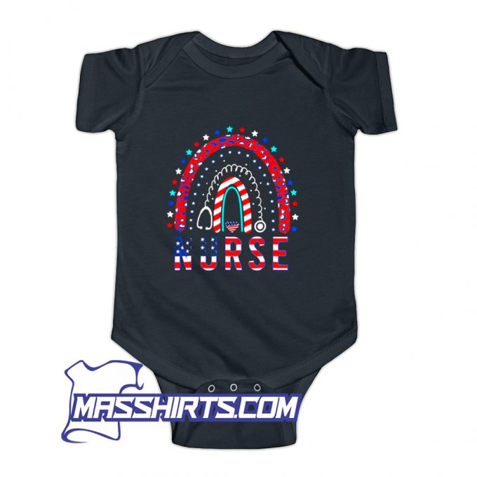 Nurse Stethoscope Rainbow American Memorial Day Baby Onesie