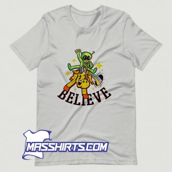 Vintage Believe Alien Riding Unicorn T Shirt Design