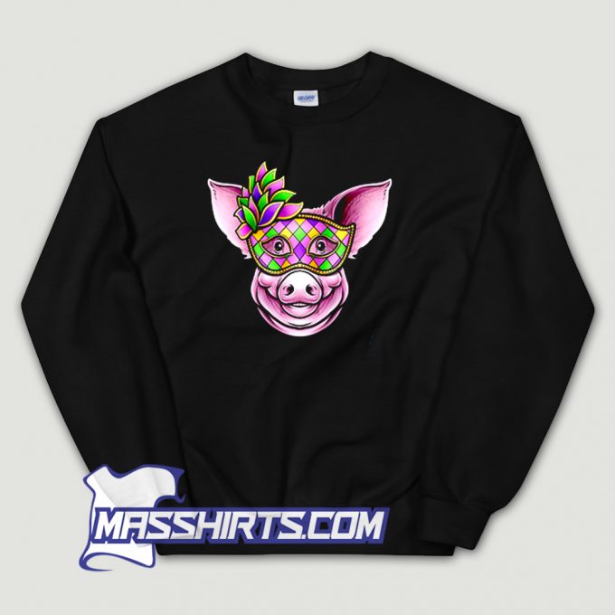 Cheap Piglet Mardi Gras Mask Sweatshirt