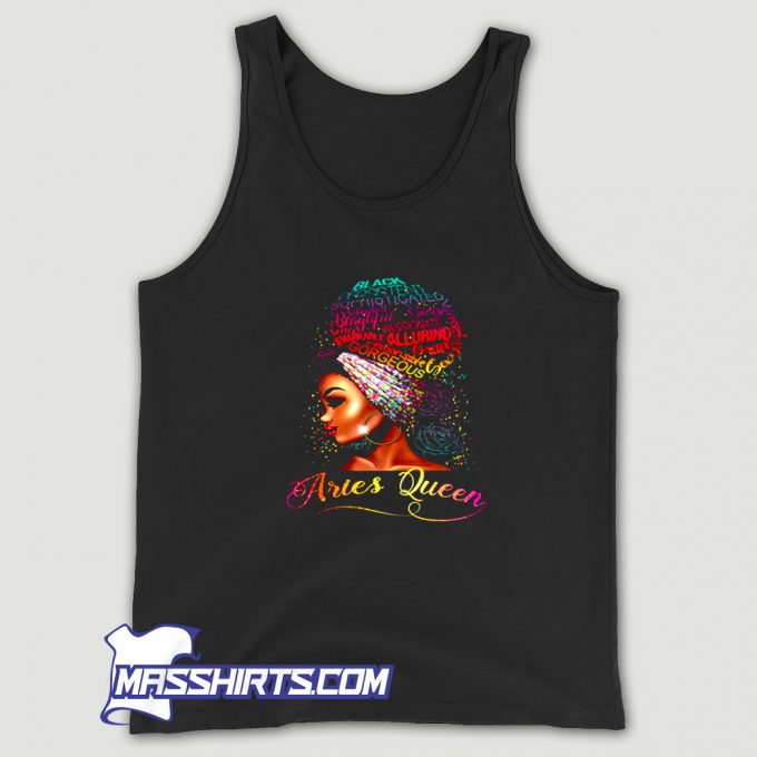 Aries Queen Afro Zodiac Funny Tank Top