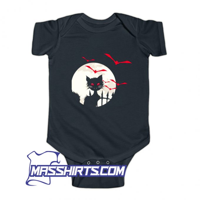 Black Cat Full Moon Bats Baby Onesie On Sale