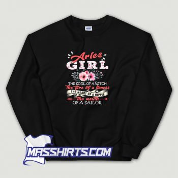 Cheap Aries Girl The Soul Of A Witch Sweatshirt