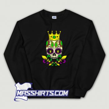 Cool Sugar Skull Crown Jester Mardi Gras Sweatshirt