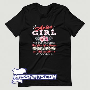 Funny Aries Girl The Soul Of A Witch T Shirt Design