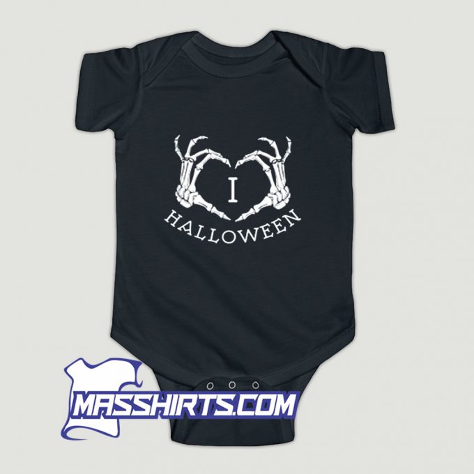 I love Halloween Skeleton Heart Baby Onesie