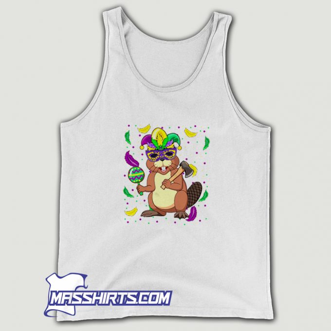 Mardi Gras Beaver With Parade Mask Tank Top