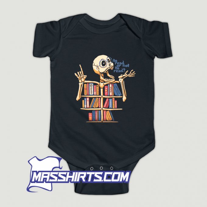 Skeleton Shelf Book Lover Baby Onesie