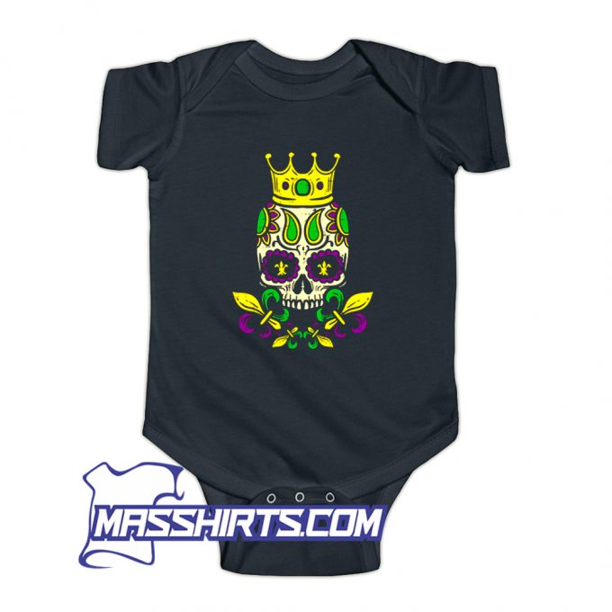 Sugar Skull Crown Jester Mardi Gras Baby Onesie