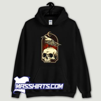 Black Crow With Skull And Moon Hoodie Streetwear