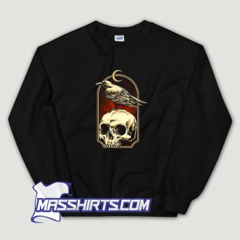 Black Crow With Skull And Moon Sweatshirt