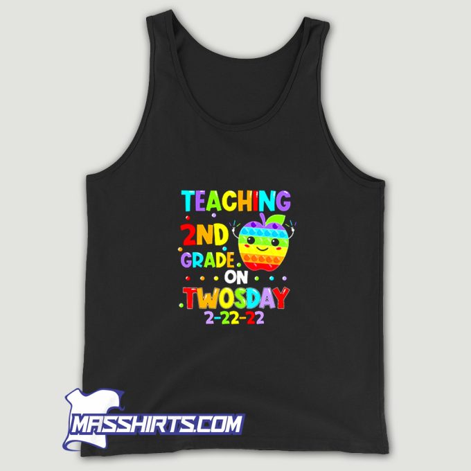 Grade On Twosday 02 22 2022 Math Teacher Pop It Tank Top