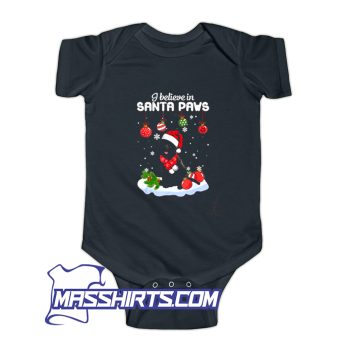 I Believe In Santa Paws Black Goldendoodle Baby Onesie