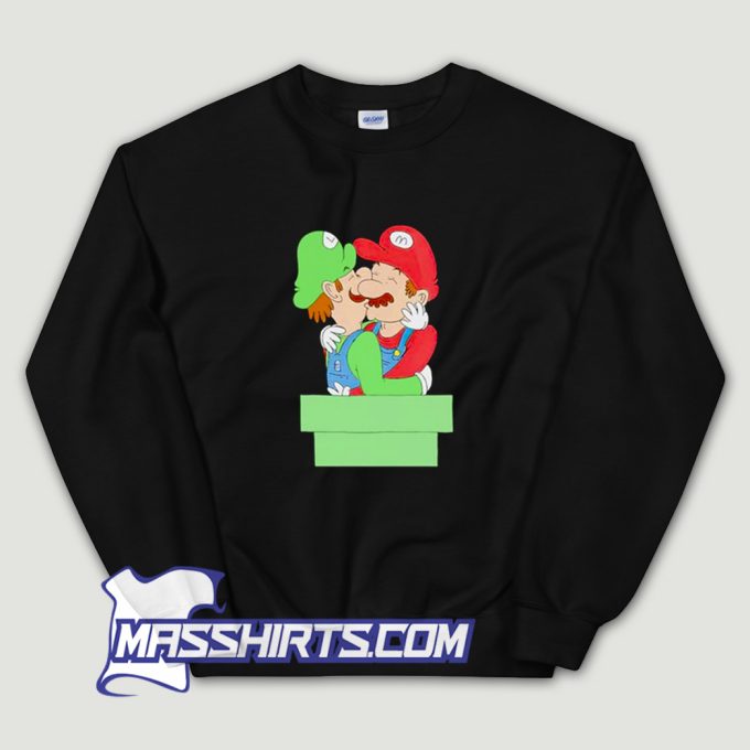 Mario And Luigi Kissing Sweatshirt On Sale