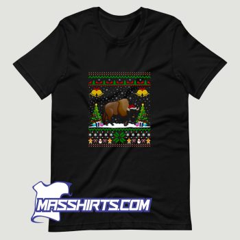 Bison Animal Ugly Bison Christmas T Shirt Design