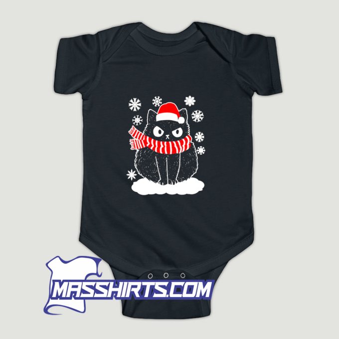 Black Cat Xmas Christmas Snowflake Baby Onesie