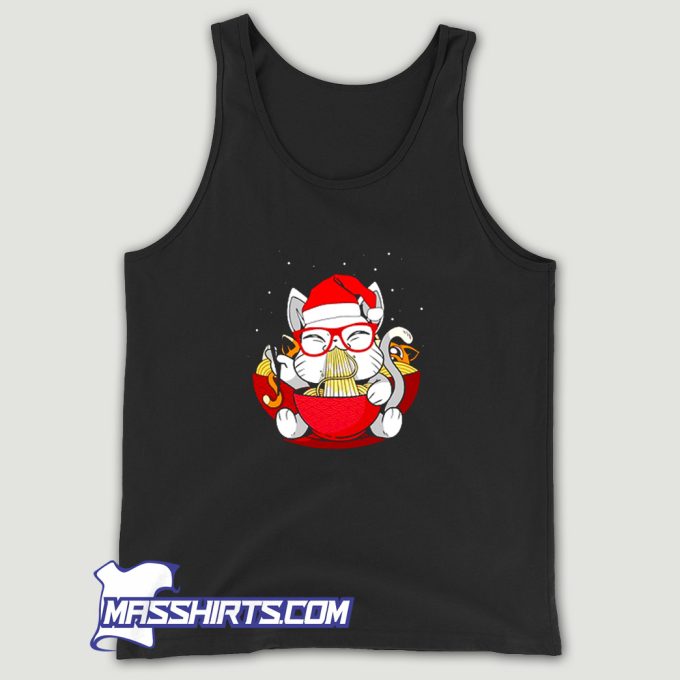 Cat Eating Ramen Kawaii Japanese X Mas Tank Top