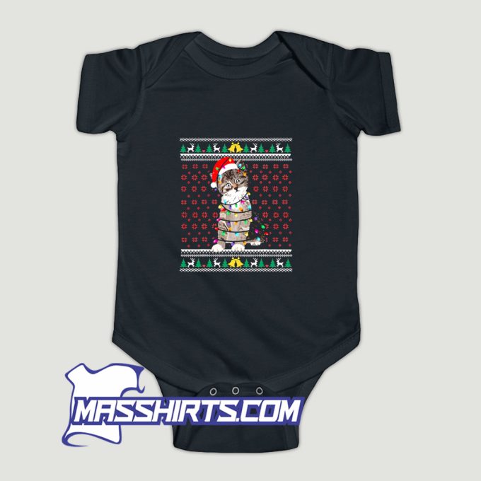 Cat Light Ugly Christmas Baby Onesie