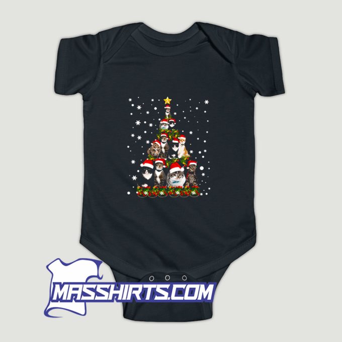 Cats Christmas Tree Decor Baby Onesie