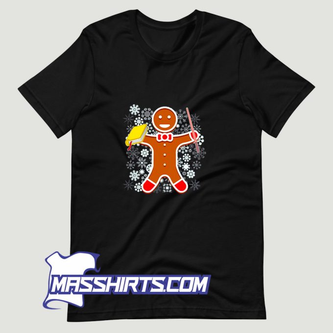 Cheap Gingerbread Teacher Christmas T Shirt Design