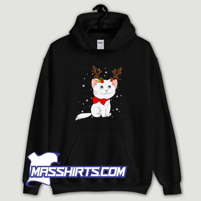 Christmas Cat Reindeer Antlers Hoodie Streetwear