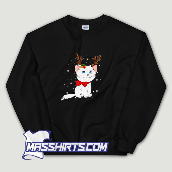 Christmas Cat Reindeer Antlers Sweatshirt