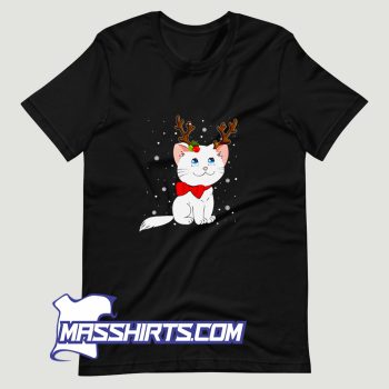 Christmas Cat Reindeer Antlers T Shirt Design