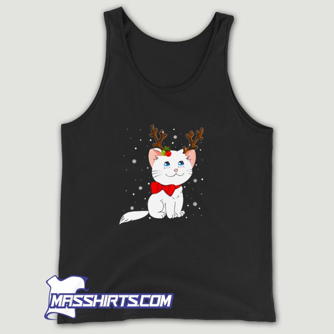 Christmas Cat Reindeer Antlers Tank Top