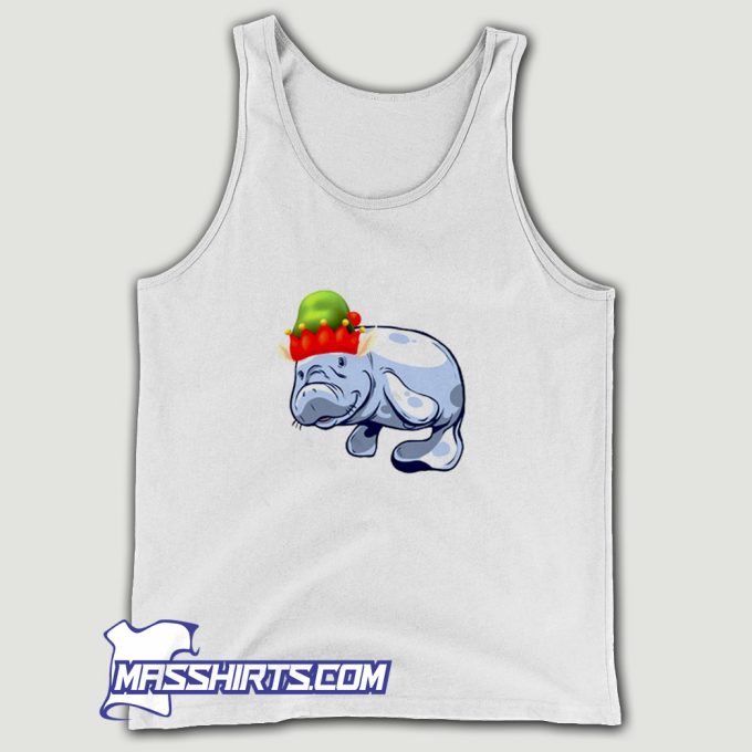 Christmas Santa Elf Hat Sea Cow Tank Top