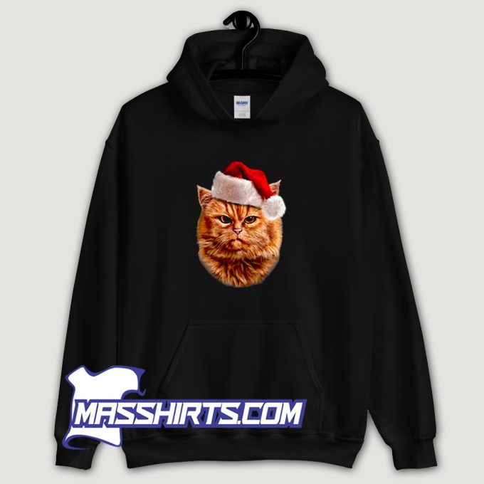 Disgruntle Orange Tabby Cat In Santa Hoodie Streetwear