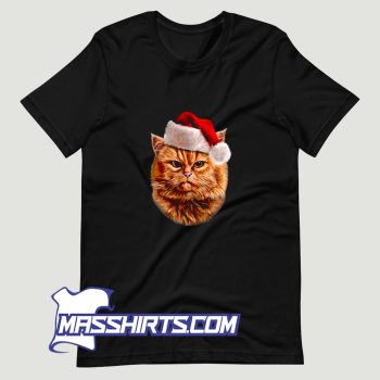 Disgruntle Orange Tabby Cat In Santa T Shirt Design